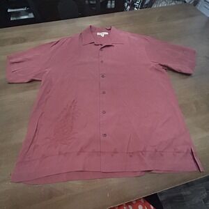 Tommy Bahama Shirt Mens Large Red Silk Pineapple Button Up Hawaiian Camp Casual